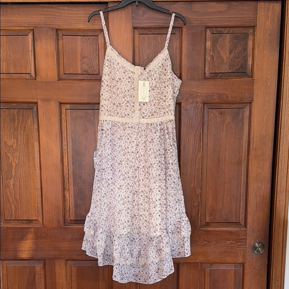 Joyfolie Floral Midi Dress in Cream and Pink NWT XL